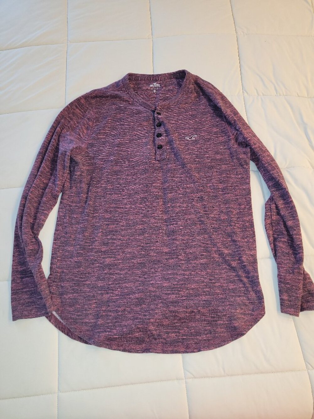 Hollister Red Heathered Henley Long Sleeve